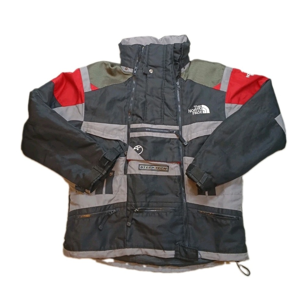 The North Face Steep Tech Y2k Full Zip Jacket Coat Men's Medium Black Gray Flaws